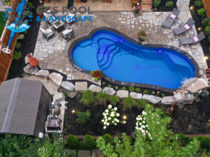 Arial image of Cookstown pool & landscape layout